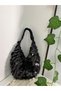 Luxury Sequined Design Handmade Sequin Evening Dress Clutch Bag - Black Sparkle Collection - 7