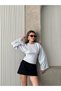 Women's Floral Embroidered Blouse Crew Neck Long Sleeve Stylish Casual Blouse Spanish Sleeve - 4