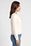 Women Crew Neck Knitted Long Sleeve Cardigan, Cream - 3