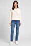 Women Crew Neck Knitted Long Sleeve Cardigan, Cream - 2