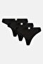 Women 3 Pcs Super Soft Cotton Heritage Patch Thong, Black - 2