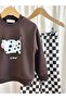 Unisex Checkerboard Patterned Sweatshirt and Pants Set - 8