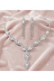 Silver Shuttle Stone Necklace Earring Set
