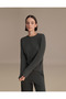 Women's Long Sleeve Basic T-Shirt Anthracite Melange Single Product Crew Neck Casual Top