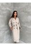 Women's Belted Double-Breasted Long Trench Coat - 2