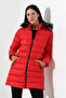 Women's Slim Fit Fur Hooded Coat - 3
