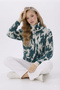Women's Turtleneck Patterned Knitwear Sweater Petrol Ecru Patterned Long Sleeve Winter Sweater - 3