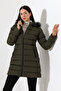 Women's Slim Fit Fur Hooded Coat - 6