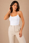 Women's Thin Strap Bra Cotton Flexible Undershirt White - 2