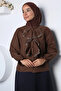 Ruffle Collar Lace Embroidered Hijab Shirt - 2
