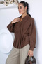 Women's Waist Gathered Lace-Up Shirt - 5