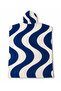 Printed Towel Poncho, Unisex, 80X100 Oversized Beach, Pool and After-Bath Towel - Navy Blue Cream Wave Pattern - Defoludur - 2
