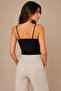 Women's Thin Strap Cotton Flexible Basic Undershirt Black - 3