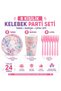 Butterfly Birthday Set |   8 16 Person Party Tableware Set |   Plate + Glass + Fork |   Girl's Birthday