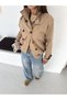 Women's Stand Collar Belt Buckle Double Breasted Short Trench Coat - 5