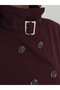 Women's Stand Collar Belt Buckle Double Breasted Short Trench Coat - 4