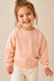 Girl's 3 Thread Yarn Ribbon Bow Appliqué Sweatshirt Pink Crew Neck Long Sleeve Sweatshirt
