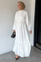 Patterned Hijab Dress with Elasticated Waist and Tie at the Ankle