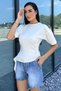 Women's Crew Neck T-Shirt with Side Detail - 3