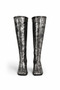Women's Stylish Heeled Boots Genuine Silver Patterned Leather - 4