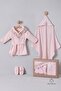 100% Cotton Baby Girl Bathrobe Set Boxed Hooded Bath Towel and Swaddle Set - 3