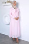 Collar Folded Lace Detailed Blouse Skirt Hijab Double Set - 4
