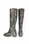 Women's Stylish Heeled Boots Genuine Silver Patterned Leather - 2