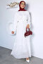 Self-Patterned, Belted Hijab Dress with Elasticated Cuffs