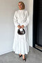 Patterned Hijab Dress with Elasticated Waist and Tie at the Ankle - 6