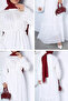 Self-Patterned, Belted Hijab Dress with Elasticated Cuffs - 3