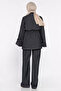 Front Zippered and Buttoned Waist Tie Jean Denim Jacket and Pants Hijab Two-Piece Set - 5