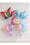 Party Rainbow Butterfly Birthday Balloon Set – Colorful Star Foil, 2-Year Number Foil, and Latex Balloon Decoration