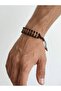 Handmade Macrame Beaded Men's Women's Bracelet - Black Adjustable Unisex Bracelet with Wooden Diamond Pattern - 3