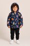 Boy's Navy Blue Helicopter Patterned Fleece Lined Hooded Puffer Coat - 3