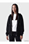 Black Hooded Oversize Women's Zippered Sweatshirt