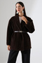 Women's Brown Oversize Goldfox Blazer with Belt
