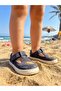 Genuine Leather Navy Blue Daily Orthopedic Children's Sandals - 4