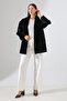 Women's Black Color Oversize Goldfox Bleyzir Belted Jacket - 6