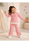Girl's Jacquard Cotton 2-Piece Set Lace Scallop Detailed Sweatshirt Bowknot Trousers Set