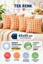 Set of 4 Colorful Gingham Cushion Covers 43X43 cm – Liquid-Proof and Stain-Resistant Fabric - 4