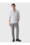 Ozmarka New Season Navy Blue Regular Fit Striped Gabardine Men's Shirt - 2