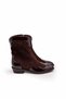 Women's Zippered Boots Genuine Brown Patent Leather+Brown Suede Leather - 4