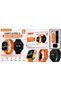 KW97 Ultra 3 Smart Watch 3-in-1 Set | Bluetooth Calling | Sports Mode | Heart Rate Monitor | Multiple Watch Faces | Orange & Black Straps | Gold Case - 2