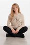 Women's Beige Knitwear Sweater with Brooch Detail and Bow Design, Crew Neck, Long Sleeve, Stylish Knitted Sweater - 6
