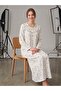 100% Cotton Long Sleeve Floral Patterned Large Size Women'S-Mom's Nightgown - 2