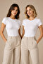 Women's 2-Pack Crew Neck Short Sleeve Cotton Flexible Basic T-Shirt White
