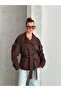 Women's Stand Collar Double-Breasted Belted Short Oversized Trench Coat - 4