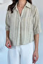 Women's Polo Collar Embossed Patterned Blouse - 2