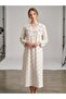 100% Cotton Long Sleeve Floral Patterned Large Size Women'S-Mom's Nightgown