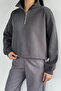 Gülseli Women's Polo Collar Half-Zipper Embroidered Sweatshirt - 3